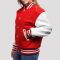 Scarlet Wool Body & Bright White Vinyl Sleeves Letterman Jacket