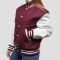 Maroon Wool Body & Bright White Vinyl Sleeves Letterman Jacket