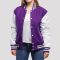 Purple Wool Body & Bright White Vinyl Sleeves Letterman Jacket