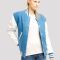 Newark Blue Wool Body & Bright White Faux Leather Sleeves Letterman Jacket