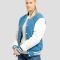 Newark Blue Wool Body & Bright White Faux Leather Sleeves Letterman Jacket