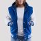 Bright Royal Wool Body & Bright White Vinyl Sleeves Hoodie Letterman Jacket