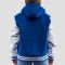 Bright Royal Wool Body & Bright White Vinyl Sleeves Hoodie Letterman Jacket