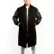Black Wool Body & Black Leather Sleeves Letterman Coat