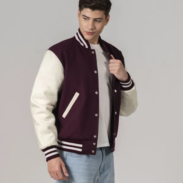 All-Wool Customizable Letterman Jacket in Maroon & White