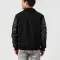 Black Body & Cowhide Leather Sleeves Jacket with Zipper and Byron Collar