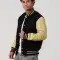Black Melton Wool Body & Vegas Gold Leather Sleeves Letterman Jacket