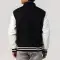 Black Body & White Leather Sleeves Letterman Jacket With Byron Collar and Zipper