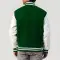 Kelly Green Wool Body & White Leather Sleeves Letterman Jacket With Zipper