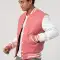 Pink Wool Body & Bright White Leather Sleeves Letterman Jacket