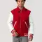 Scarlet Wool Body & White Leather Sleeves Letterman Jacket With Byron Collar