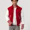 Scarlet Wool Body & White Leather Sleeves Letterman Jacket With Byron Collar