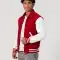 Scarlet Wool Body & White Leather Sleeves Letterman Jacket With Byron Collar