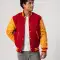 Scarlet Body & Bright Gold Leather Sleeves Letterman Jacket