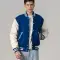 All-Wool Customizable Letterman Jacket in Bright Royal & White