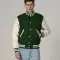 All-Wool Customizable Letterman Jacket in Kelly Green & White