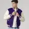 All-Wool Customizable Letterman Jacket in Purple & White