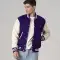 All-Wool Customizable Letterman Jacket in Purple & White