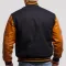 Black Wool & Old Gold Genuine Leather Varsity Letterman Jacket
