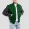 Kelly Green Wool Body & Black Leather Sleeves Letterman Jacket