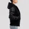 Black Wool Body & Black Sleeves Hoodie Letterman Jacket