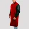Scarlet Wool Body & Black Leather Sleeves Letterman Coat