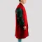 Scarlet Wool Body & Black Leather Sleeves Letterman Coat