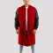 Scarlet Wool Body & Black Leather Sleeves Letterman Coat