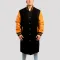 Black Wool Body & Old Gold Sleeves Letterman Coat