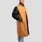 Camel Wool Body & Black Leather Sleeves Letterman Coat