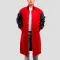 Scarlet Wool Body & Black Leather Sleeves Letterman Coat