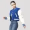 Bright Royal Blue & White Letterman Crop Top Jacket