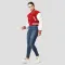 Scarlet Red & White Crop Top Letterman Jacket
