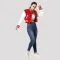 Scarlet Red & White Crop Top Letterman Jacket