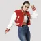 Scarlet Red & White Crop Top Letterman Jacket