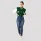 Kelly Green & White Letterman Crop Top Jacket