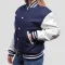 Royal Blue Wool Body & Bright White Leather Sleeves Letterman Jacket