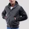 Light Oxford Wool Body & Black Sleeves Hoodie Letterman Jacket