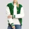 Kelly Green Wool Body & Bright White Leather Sleeves Letterman Jacket