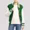 Kelly Green Wool Body & Bright White Leather Sleeves Letterman Jacket