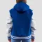 Bright Royal Wool Body & Bright White Sleeves Hoodie Letterman Jacket