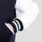 Navy Blue Wool Body & Bright White Leather Sleeves Letterman Jacket