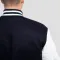 Navy Blue Wool Body & Bright White Leather Sleeves Letterman Jacket