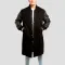 Black Wool Body & Black Leather Sleeves Letterman Coat