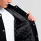 Black Wool Body & Black Leather Sleeves Letterman Coat
