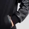 Black Wool Body & Black Leather Sleeves Letterman Coat