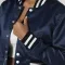 Navy Blue Satin Crop Top Jacket