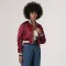 Maroon Satin Crop Top Jacket
