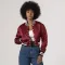 Maroon Satin Crop Top Jacket