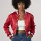 Scarlet Red Satin Crop Top Jacket